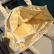 Borsa shopper grande Moon Nude Buttercup - Giallo/Bianco
