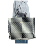 Borsa shopper grande classica Moon Nude - Nero/Bianco