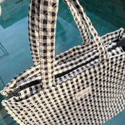 Borsa shopper grande classica Moon Nude - Nero/Bianco