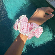 Moon Nude Peony Scrunchie - Rosa/Bianco