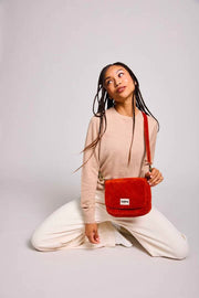 Borsa a tracolla Hindbag Margault - Velluto mattone arancione