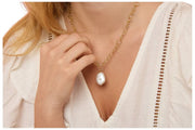Collana a catena grossa con ciondolo di perle Keishi di Perle dell'Oriente - Oro/Bianco