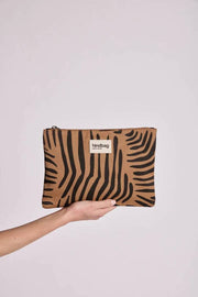 Custodia media con cerniera Hindbag Ema - Zebra Cannella Marrone