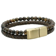 david-van-hagen-bead-and-leather-bracelet---brown-34515625