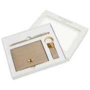 Set regalo di lusso con portachiavi e penna Alice Wheeler London Bow - Beige pietra