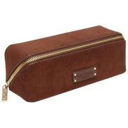 Alice Wheeler London Kensington piccola custodia da treno in pelle scamosciata - marrone cioccolato