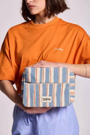 Borsa da toilette Hindbag Alix extra large - strisce arancioni/blu