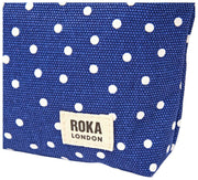 Custodia piccola in tela di cotone Roka Maida Vale - Pois blu scuro