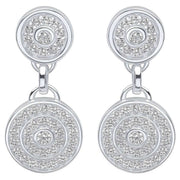 Beginnings Channel Set Circular Drop Earrings - Silver