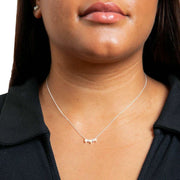 Beginnings Curved Freshwater Pearl and Crystal Bar Necklace - Silver/White