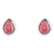 Beginnings July Semi-Precious Birthstone Earrings - Silver/Pink