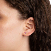 Beginnings July Semi-Precious Birthstone Earrings - Silver/Pink