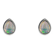 Beginnings October Semi-Precious Birthstone Earrings - Silver/White