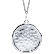 Beginnings Organic Round Hammered Textured Pendant - Silver