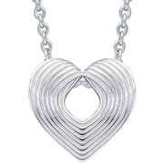 Beginnings Ridged Heart Slider Pendant - Silver