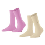 Burlington Everyday 2 Pack Socks - Creme Beige/Pink