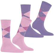 Calzini Burlington Everyday Argyle in confezione da 2 - Berry Pool Pink
