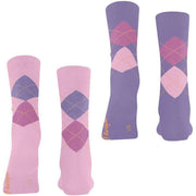 Calzini Burlington Everyday Argyle in confezione da 2 - Berry Pool Pink