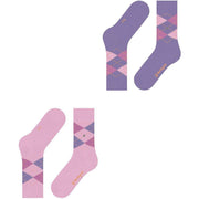 Calzini Burlington Everyday Argyle in confezione da 2 - Berry Pool Pink