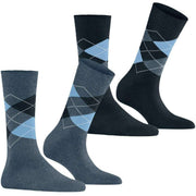 Calzini Burlington Everyday Argyle in confezione da 2 - Blu denim chiaro