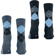 Calzini Burlington Everyday Argyle in confezione da 2 - Blu denim chiaro