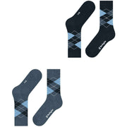 Calzini Burlington Everyday Argyle in confezione da 2 - Blu denim chiaro
