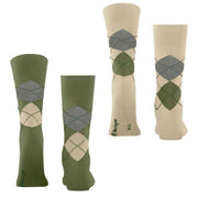 Calzini Burlington Everyday Argyle - Confezione da 2 - Verde salvia