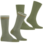 Calzini Burlington Everyday Stripe Mix - Confezione da 2 - Verde salvia