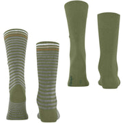 Calzini Burlington Everyday Stripe Mix - Confezione da 2 - Verde salvia