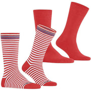 Calzini Burlington Everyday Stripe Mix - Confezione da 2 - Rosso tulipano
