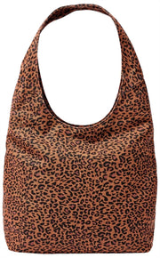 Borsa a tracolla grande in tela di cotone Roka Hoxton - Mini Leopard Brown