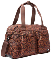 Borsone piccolo in tela riciclata Roka Gatwick - Mini Leopard Brown