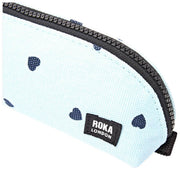 Custodia piccola in tela di cotone Roka Tate - Blu con stampa di cuori