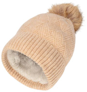 Cappello con pompon in tessuto lavorato a maglia di Elie Beaumont - Beige avena