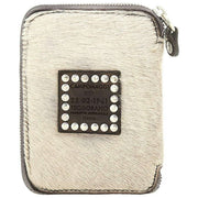 Borsa in pelle di vacchetta pelosa Campomaggi Cecina - Grigio/Bianco