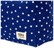 Borsa da toilette piccola Roka Mayfair in tela di cotone - Pois blu scuro