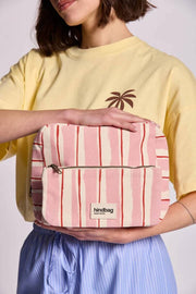 Borsa da toilette Hindbag Alix extra large - strisce rosa/rosse