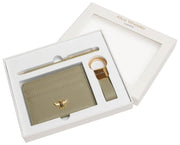 Set regalo di lusso con portachiavi e penna Alice Wheeler London Bow - Verde pistacchio