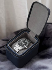 Mini scatola per orologi da viaggio con cerniera Stackers - blu navy