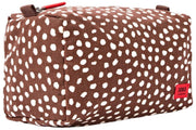 Borsa da toilette piccola in tela di cotone Roka Mayfair - Pois marrone