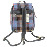 Das Impex Harris Tweed Small Leather Backpack - Black/Blue/Brown