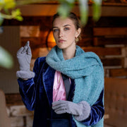 Sciarpa con frange Dents Boucle - Blu uovo d'anatra