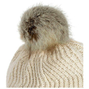 Cappello con pompon lavorato a maglia Dents Chevron Pom Pom - Beige naturale