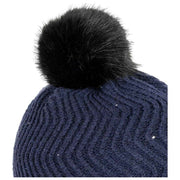 Cappello con pompon in maglia Dents Chevron Pom Pom - Blu scuro