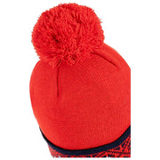 Cappello con pompon a tesa Fair Isle Dents - Rosso bacca/Blu scuro