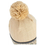 Cappello con pompon a tesa Fair Isle Dents - Beige toffee/grigio antracite