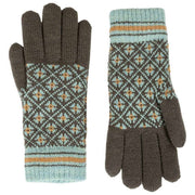 Guanti in maglia Fair Isle Jacquard Dents - Grigio antracite/Blu