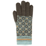Guanti in maglia Fair Isle Jacquard Dents - Grigio antracite/Blu