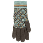 Guanti in maglia Fair Isle Jacquard Dents - Grigio antracite/Blu