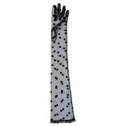 Dents Lila Long Opera Spotty Tulle Gloves - Black